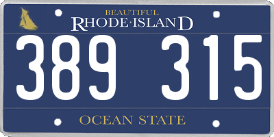 RI license plate 389315