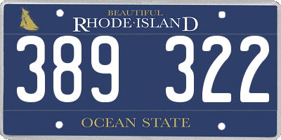 RI license plate 389322