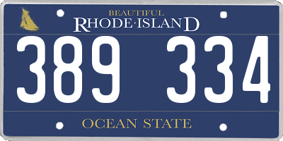 RI license plate 389334