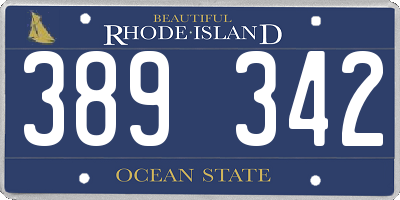 RI license plate 389342
