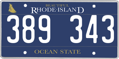 RI license plate 389343