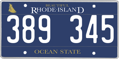 RI license plate 389345