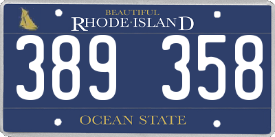 RI license plate 389358