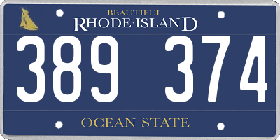 RI license plate 389374