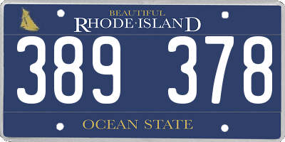 RI license plate 389378