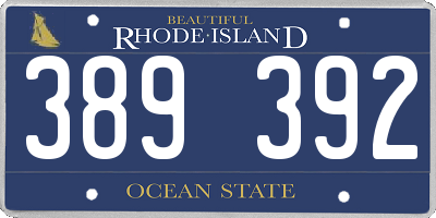 RI license plate 389392
