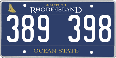 RI license plate 389398