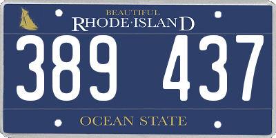 RI license plate 389437