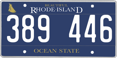 RI license plate 389446