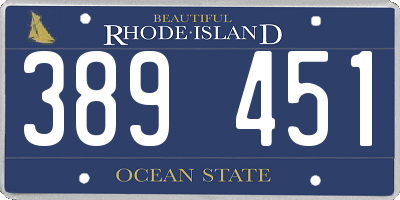 RI license plate 389451
