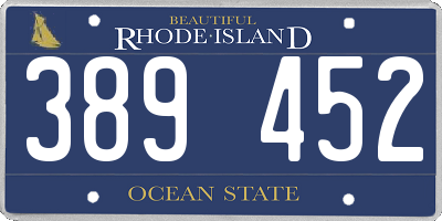 RI license plate 389452