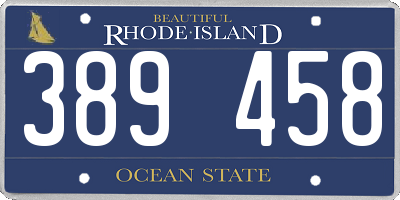 RI license plate 389458