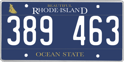 RI license plate 389463