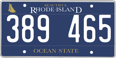 RI license plate 389465