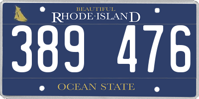 RI license plate 389476