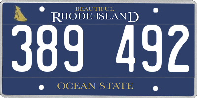 RI license plate 389492