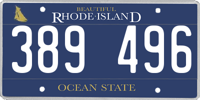 RI license plate 389496