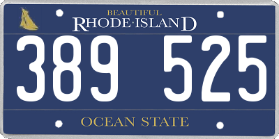 RI license plate 389525