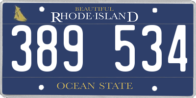 RI license plate 389534