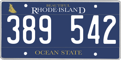 RI license plate 389542