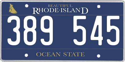 RI license plate 389545