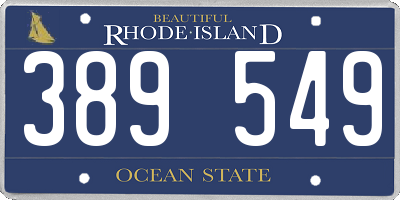 RI license plate 389549