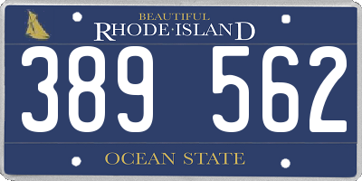 RI license plate 389562
