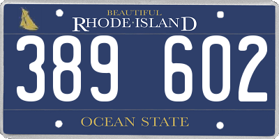 RI license plate 389602