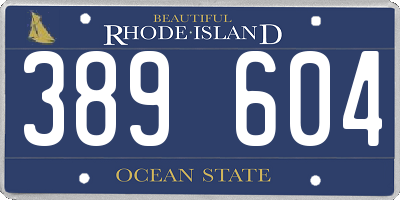 RI license plate 389604