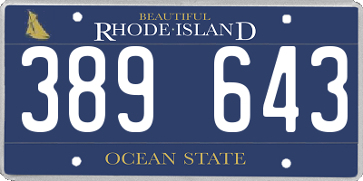 RI license plate 389643