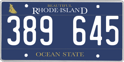 RI license plate 389645