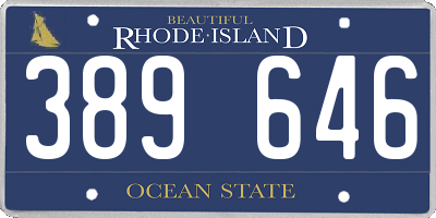 RI license plate 389646