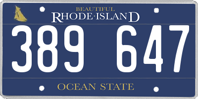 RI license plate 389647