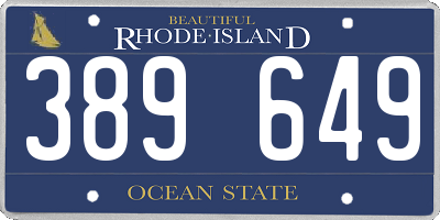 RI license plate 389649