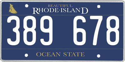 RI license plate 389678