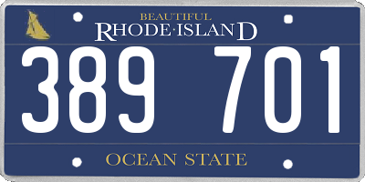 RI license plate 389701