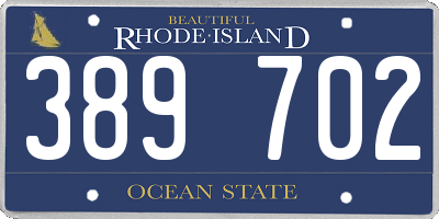 RI license plate 389702