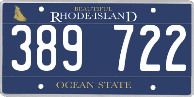 RI license plate 389722