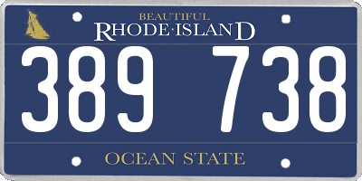 RI license plate 389738