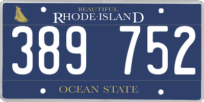 RI license plate 389752