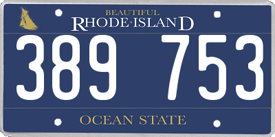 RI license plate 389753