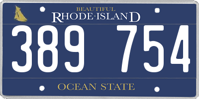 RI license plate 389754