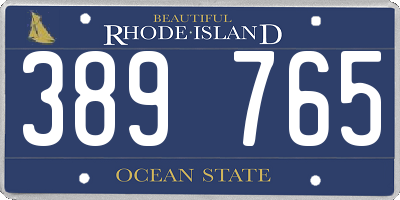 RI license plate 389765