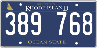 RI license plate 389768