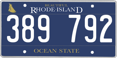 RI license plate 389792