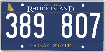 RI license plate 389807