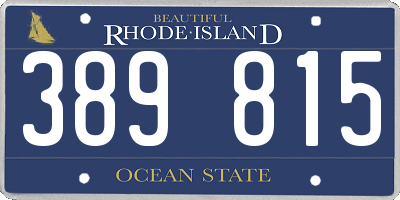 RI license plate 389815