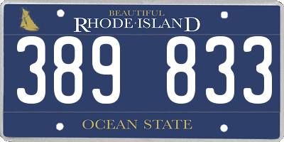 RI license plate 389833