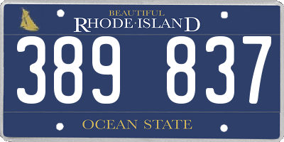 RI license plate 389837