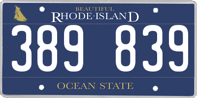 RI license plate 389839
